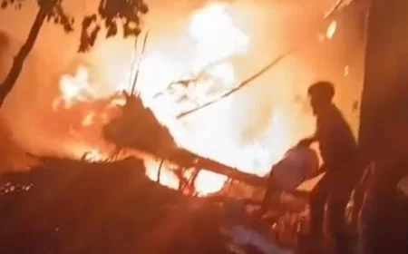 शॉर्ट सर्किट से लगी भीषण आग, 7 घर चपेट में ,5 लोग झुलसे