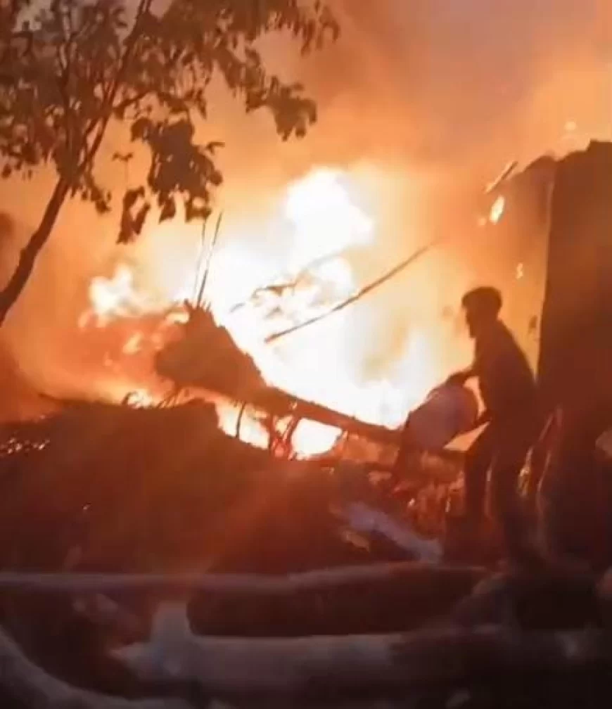 शॉर्ट सर्किट से लगी भीषण आग, 7 घर चपेट में ,5 लोग झुलसे