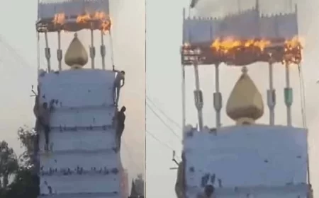 बरेली में मुहर्रम जुलूस के दौरान ताजिया में आग, बड़ा हादसा टला; SI सस्पेंड