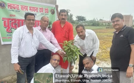 "पेड़ लगाओ – जीवन बचाओ: भरथना में लायंस क्लब की पर्यावरण पहल"