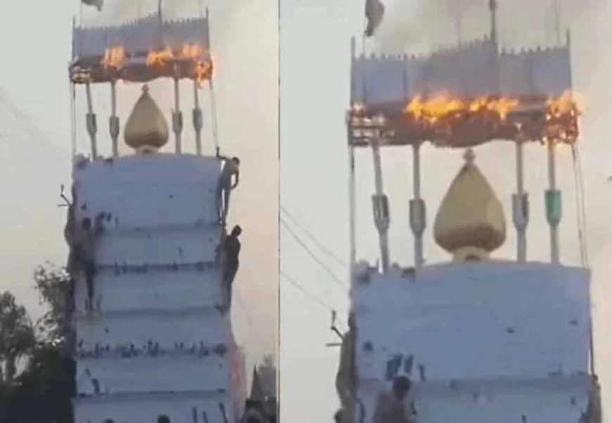 बरेली में मुहर्रम जुलूस के दौरान ताजिया में आग, बड़ा हादसा टला; SI सस्पेंड