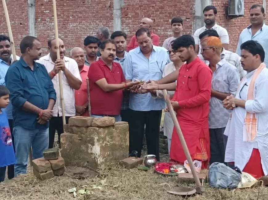 जयकारों से गूंजा मोतीगंज, 29वें श्री नवदुर्गा महोत्सव का भूमि पूजन हुआ”